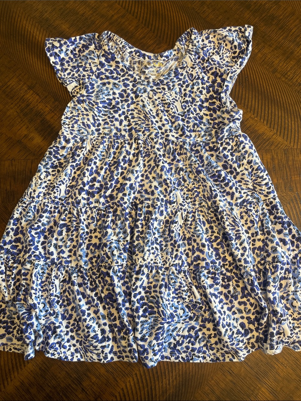 Lilly Pullitzer Blue and White Floral Tiered Girls' Dress